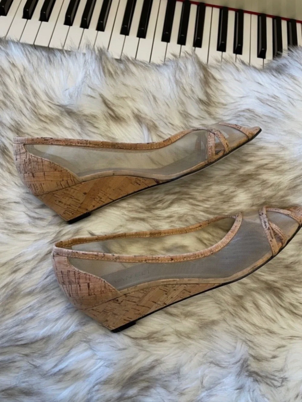 Vaneli Cork Open-Toe Wedges – Size 8.5S 🤎